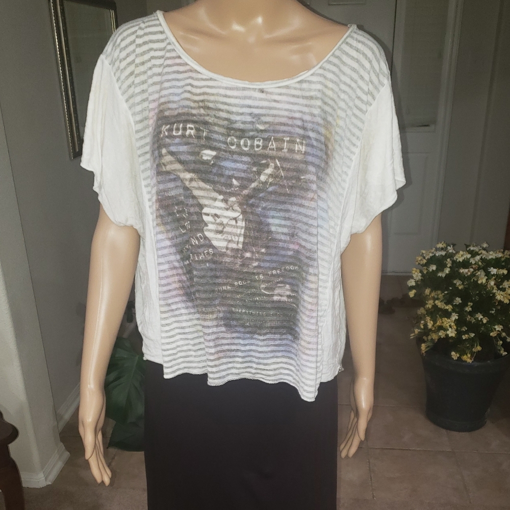 House of the Gods s high low oversized striped Kurt Cobain
